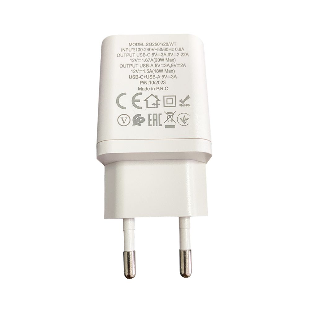 Shaza SG2501 20W USB QC3.0 + Type-C PD Şarj Adaptörü