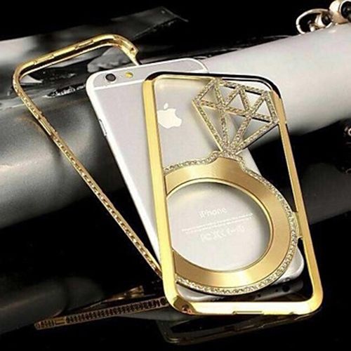 Shengo iPhone 6 TekTaşlı Metal Diamond Series Kılıf Siyah