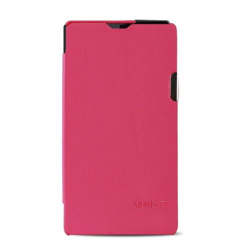 Sony Xperıa Z L36H Mıknatıslı Flip Case Kılıf Pembe