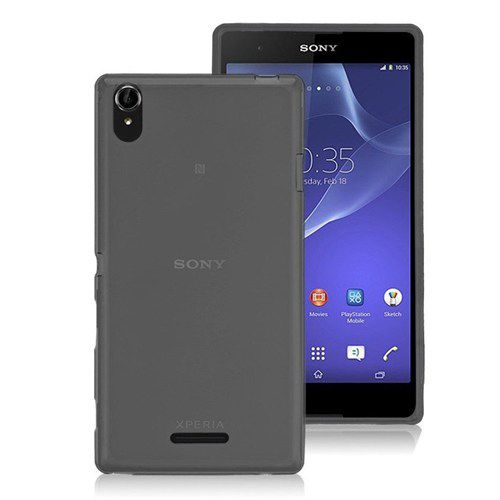 Sony Xperia T3 Kılıf Soft Silikon Şeffaf-Siyah Arka Kapak