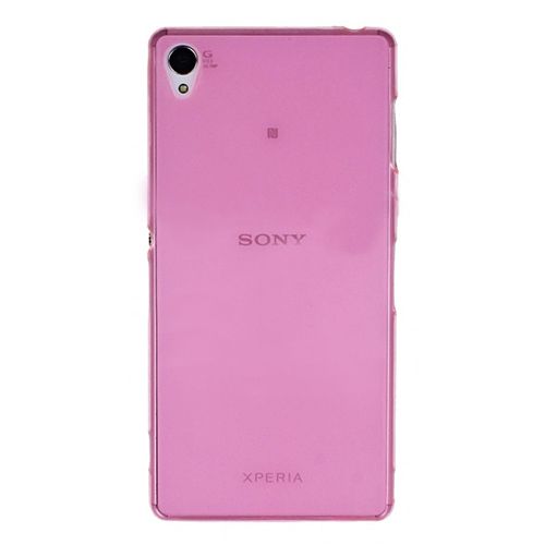 Sony Xperia Z3 Kılıf Soft Silikon Şeffaf-Pembe Arka Kapak