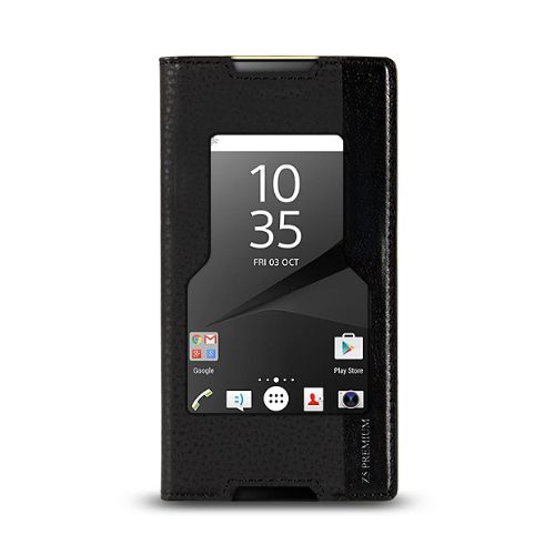 Sony Xperia Z5 Premium Gizli Mıknatıslı Pencereli Magnum Kılıf Siyah