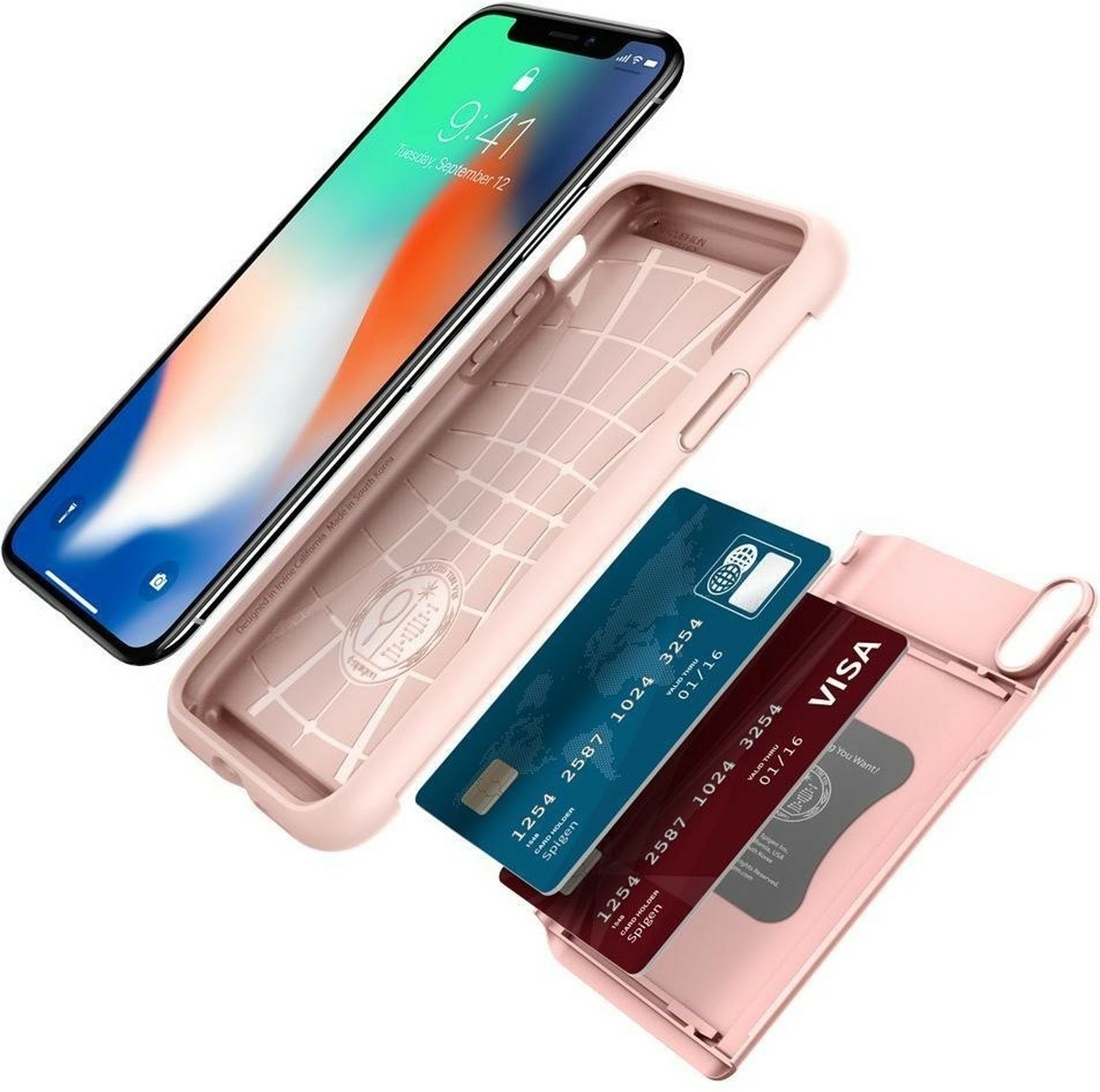 Spigen iPhone X/XS Kılıf Crystal Wallet Arka Kapak Rose Gold