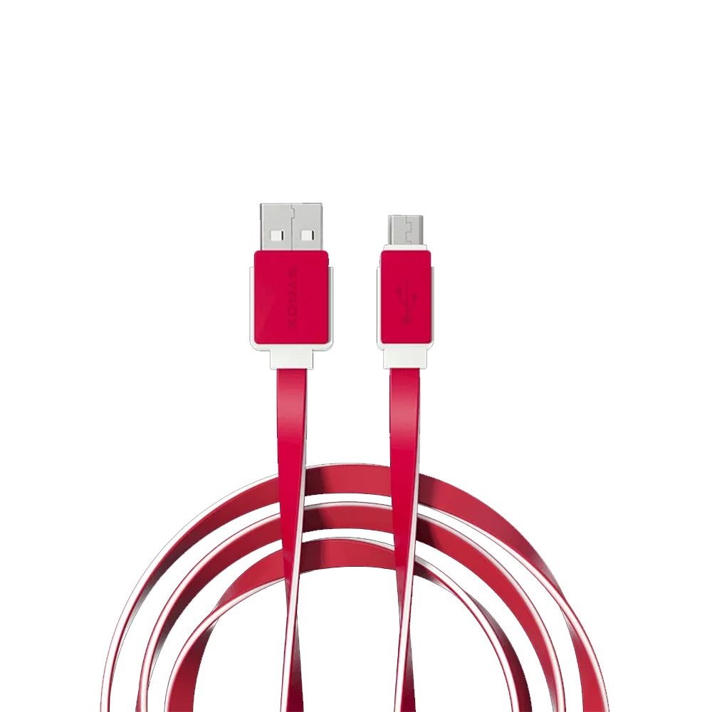 Syrox C63 Micro USB Şarj ve USB Data Kablosu Yassı 2.0A 1.2mt Kırmızı