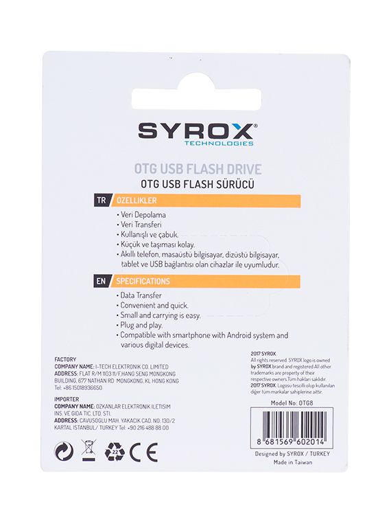 Syrox OTG8 Micro USB + USB Flash Bellek OTG 8GB