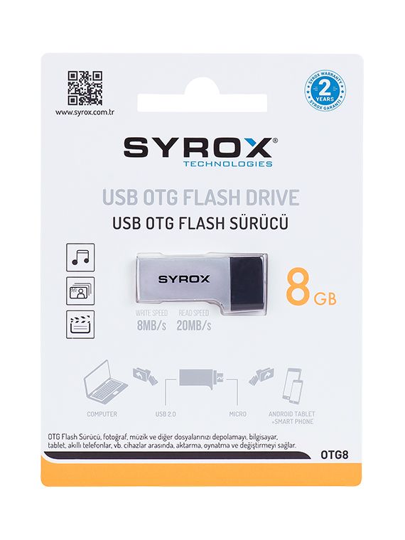 Syrox OTG8 Micro USB + USB Flash Bellek OTG 8GB