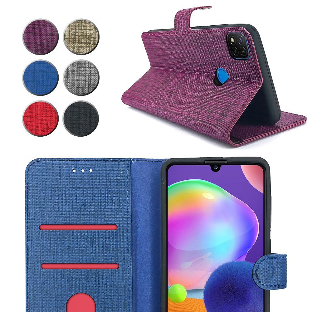 Xiaomi Redmi 9C Kılıf FitCase Fabric Kapaklı Cüzdanlı