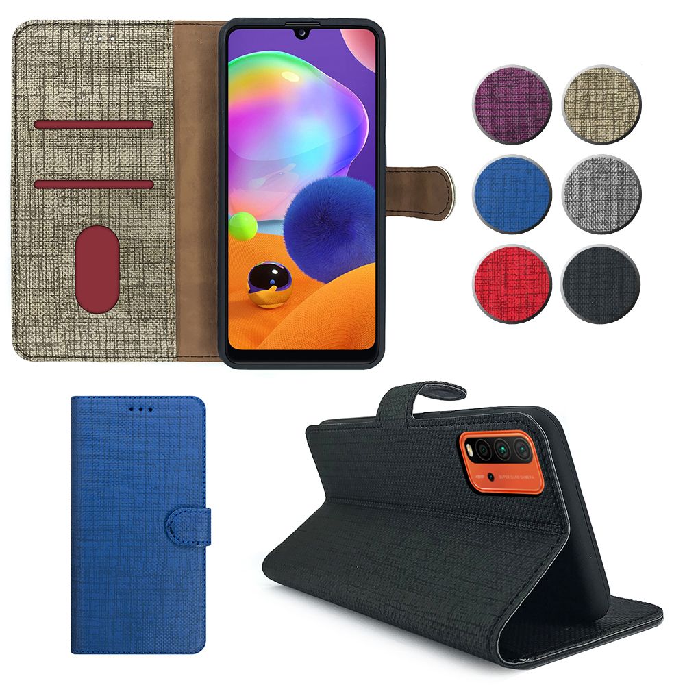 Xiaomi Redmi 9T Kılıf FitCase Fabric Kapaklı Cüzdanlı